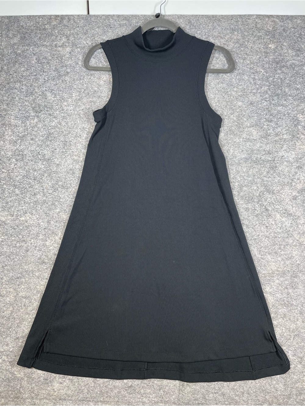 Lululemon Black Modal Blend Ribbed Midi Dress M Sleeveless Minimalist Casual